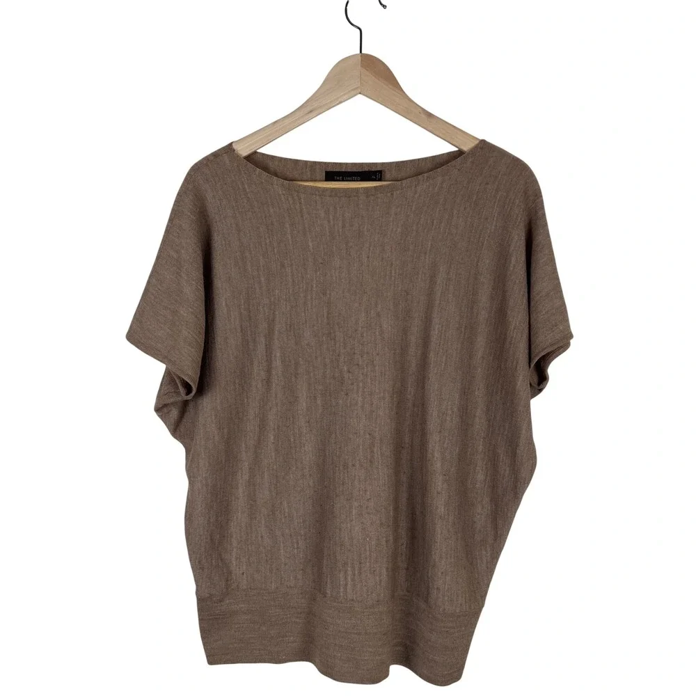 The Limited Womens XL Taupe Brown Merino Wool Blend Dolman Knit Sweater Top